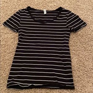 Divided Black and White Striped Shirt